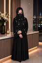 Luxury Black Pearl Embellished Closed Abaya